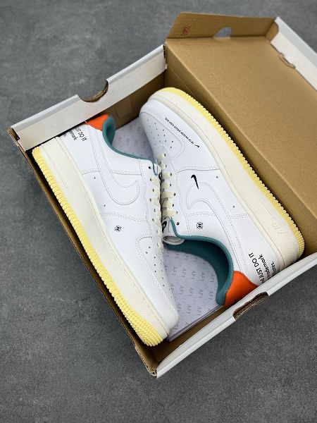 Nike Air Force 1 2023新款 空軍一號白綠橙男女生休閒運動板鞋