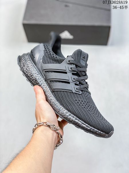 Adidas Ultra Boost Triple Black UB4.0 情侶款爆米花織物鞋面休閒運動鞋 