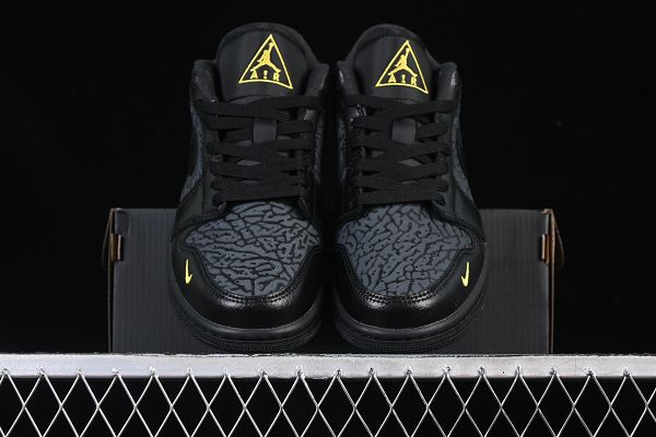 Air Jordan 1 Low Elephant 2025新款男生爆裂紋 危險警告 低幫文化休閒板鞋
