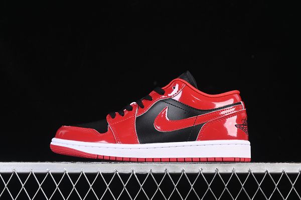 Air Jordan 1 Low 2025新款男生漆皮黑紅 低幫文化休閒板鞋