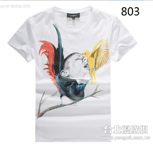 GivenchyT恤 夏季新款 個性天堂鳥人圖案803款 男生潮流短T 白色