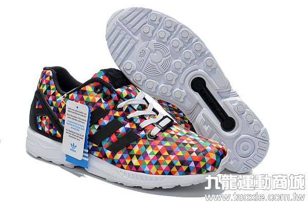 adidas zx flux 2014新款 三葉草限量版彩虹系列 時尚潮流情侶跑鞋 彩色