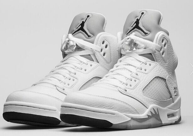 jordan籃球鞋系列 Air Jordan 5 白銀配色復刻版皮質球鞋