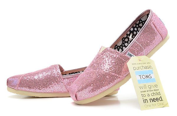 Toms女鞋 2014新款 bling bling亮片休閒懶人平底鞋 粉紅色