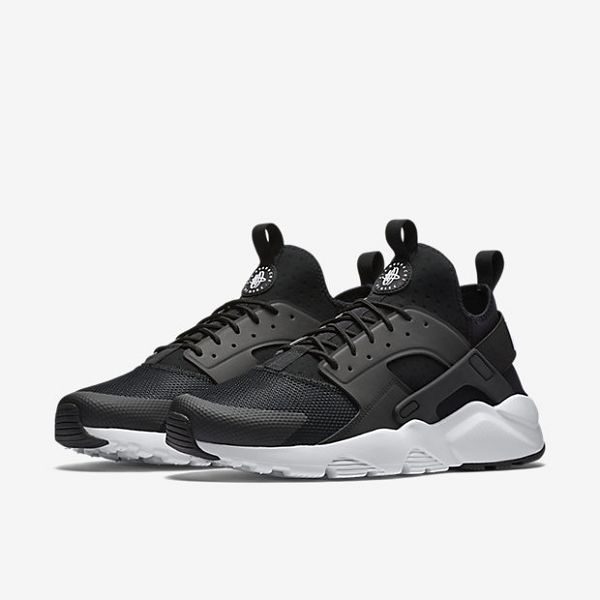 nike air huarache run 拼接透氣網眼休閒運動情侶款復古慢跑鞋 黑白色 