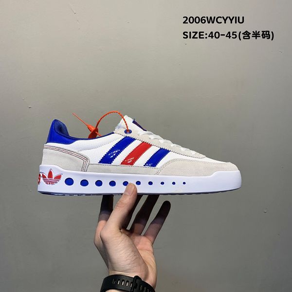 adidas 2020新款 三葉草皮面拼接低幫男生休閒板鞋