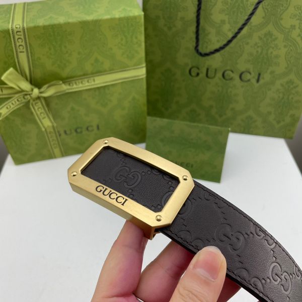 gucci皮帶 古馳2022新款皮帶 HF032906頭層牛皮壓G花紋百搭腰帶