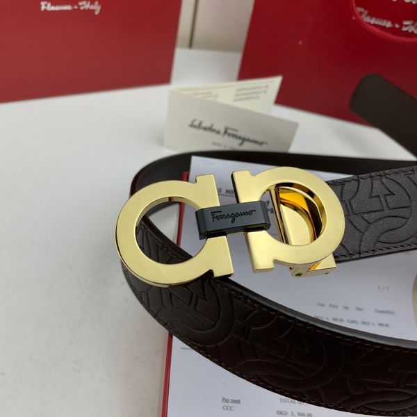 salvatore ferragamo皮帶 菲拉格慕2022新款 HF032710頭層牛皮壓花紋時尚腰帶