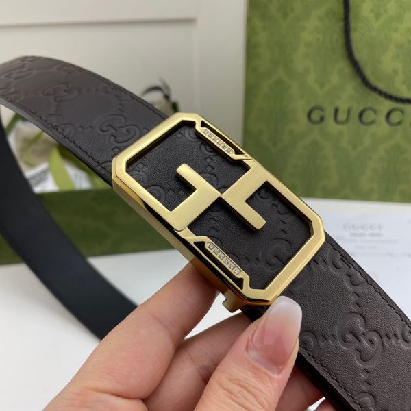 gucci皮帶 古馳2022新款 HF0523-18牛皮壓花紋鑲鉆鋼扣時尚腰帶