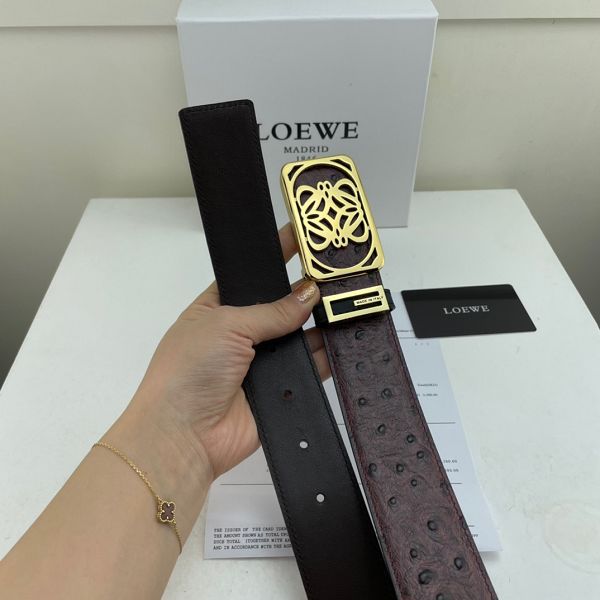 loewe皮帶 邏威2022新款 HF052201牛皮鴕鳥紋時尚腰帶