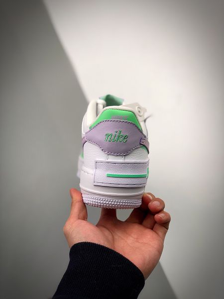 Nike Air Force 1 Shadow 2021新款 白綠粉拼接馬卡龍增高女款板鞋