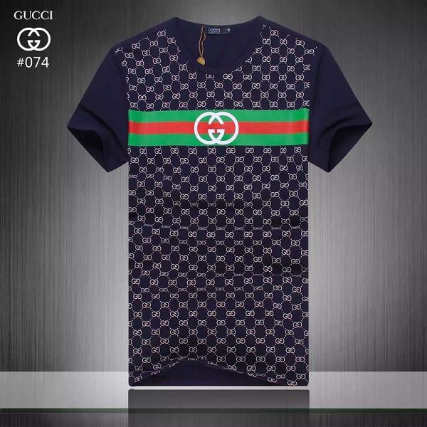 gucci古驰 经典logo圆领短t休闲时尚男装 074款紫色