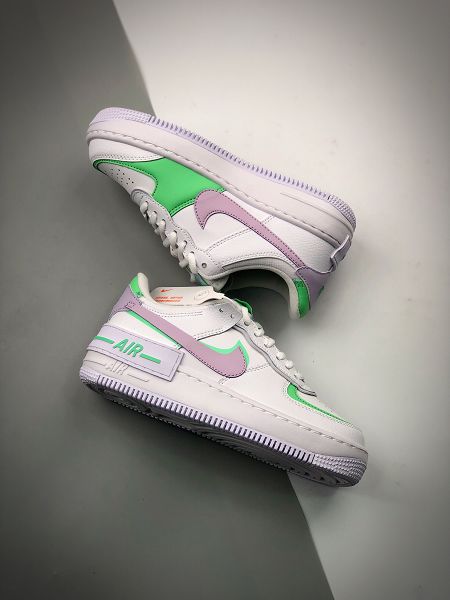 Nike Air Force 1 Shadow 2021新款 白綠粉拼接馬卡龍增高女款板鞋