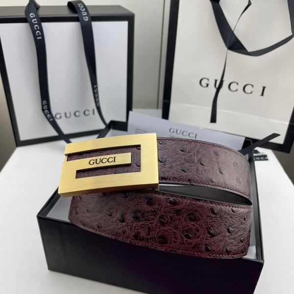 gucci皮帶 古馳2022新款皮帶 HF032904頭層牛皮鴕鳥紋百搭腰帶