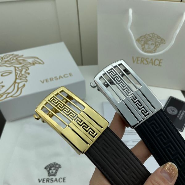 versace皮帶 範思哲2022新款 HF032704頭層牛皮壓花紋時尚腰帶