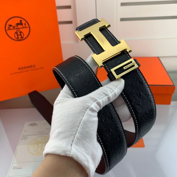 hermes皮帶 愛馬仕2020新款 HF202015牛皮鴕鳥紋時尚腰帶