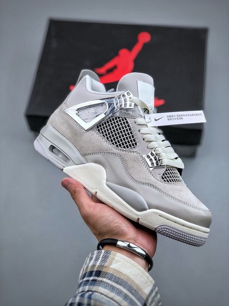 Air Jordan 4 Retro Frozen Moments 麂皮灰電鍍銀色 情侶款運動鞋