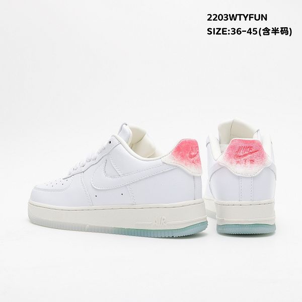 Nike Air Force 1 07 2022新款 空軍一號男女款皮革白綠粉壽桃低幫板鞋