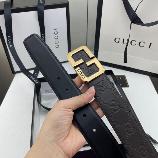 gucci皮帶 古馳2022新款皮帶 HF032910頭層牛皮壓花紋百搭腰帶