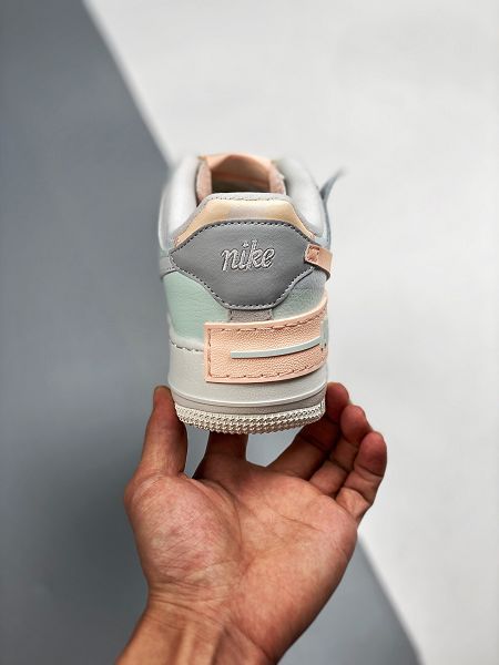 Nike Air Force 1 Shadow 2021新款 淡藍粉女生休閒板鞋 帶半碼