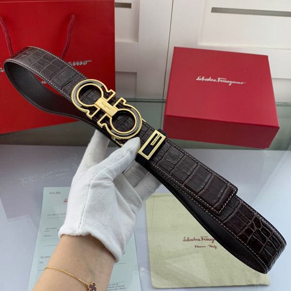 salvatore ferragamo皮帶 菲拉格慕2020新款 HF2020019牛皮小鱷魚紋時尚腰帶