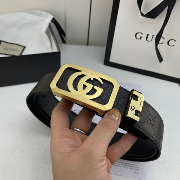 gucci皮帶 古馳2022新款皮帶 HF032714頭層牛皮壓花紋時尚腰帶