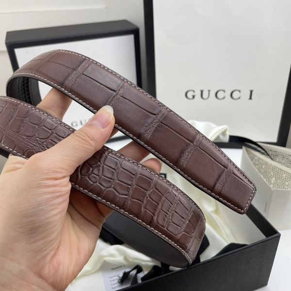 gucci皮帶 古馳2022新款皮帶 HF032902頭層牛皮鱷魚紋百搭腰帶