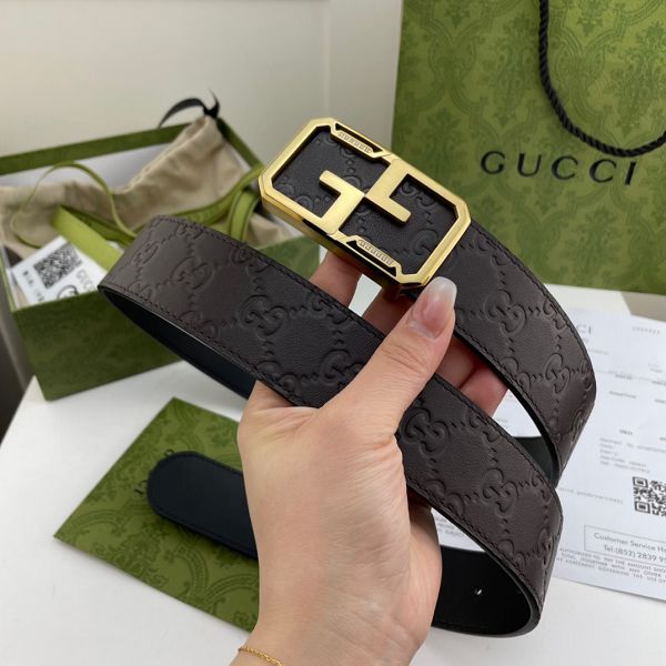 gucci皮帶 古馳2022新款 HF0523-18牛皮壓花紋鑲鉆鋼扣時尚腰帶