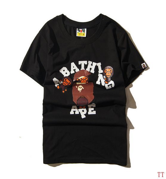 bape衣服 2016夏季新款 猿人头卡通猴子印花字母潮男休闲圆领短t 黑色