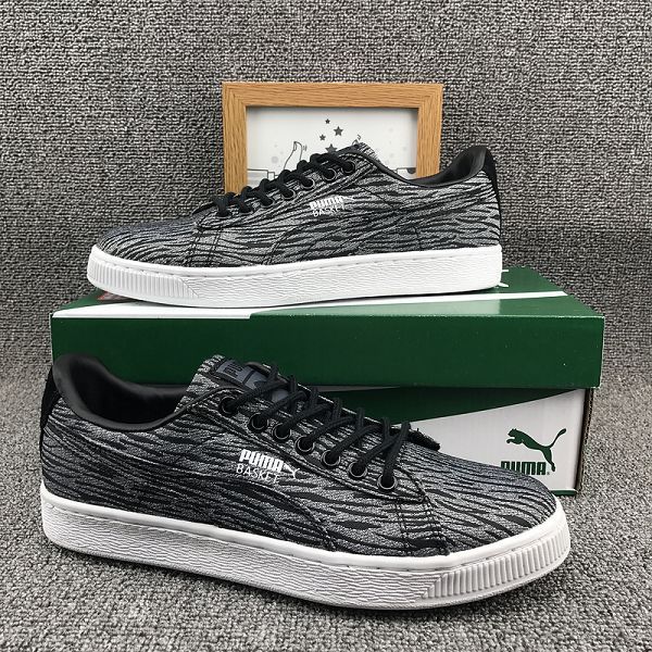 puma basket 2017最新梭织面 时尚低帮男生板鞋 灰黑色