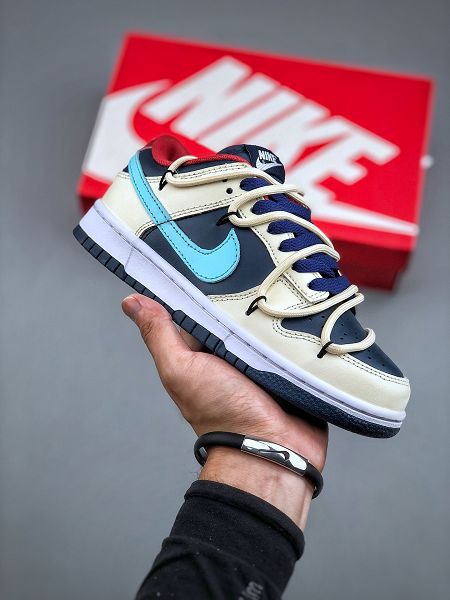 Nike SB Dunk Low GreenBeige 綁繩解構風系列 男女款低幫休閒運動滑板板鞋