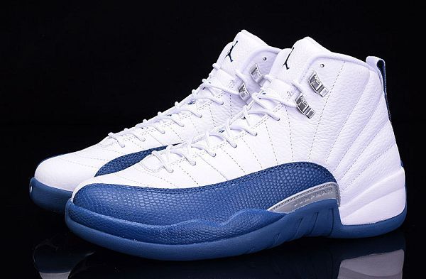 air jordan 12 retro 新款上市 時尚男款個性高幫籃球戰靴 白寶藍 