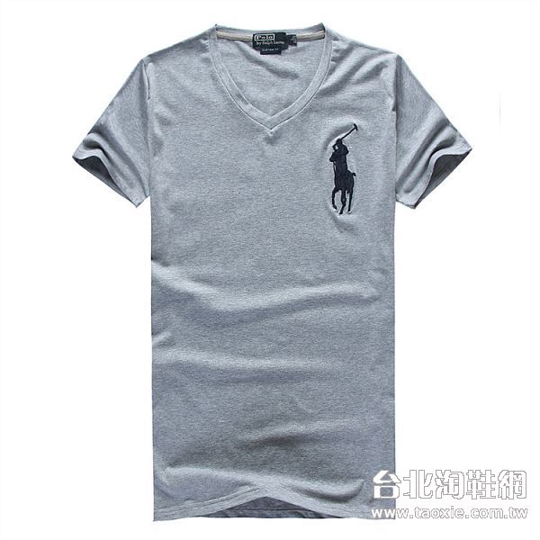大馬polo衫 夏季新款 時尚修身大馬LOGO 男生V領短t 灰色