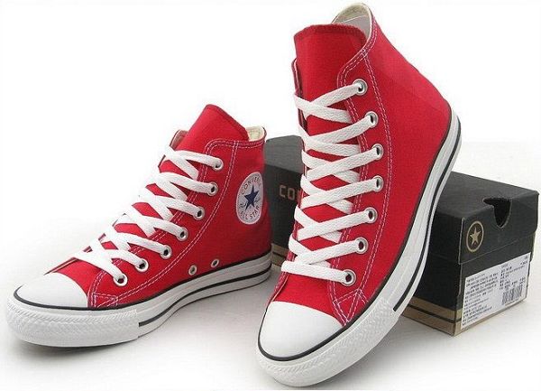 converse 匡威经典款帆布鞋 红色高帮情侣款 休闲鞋