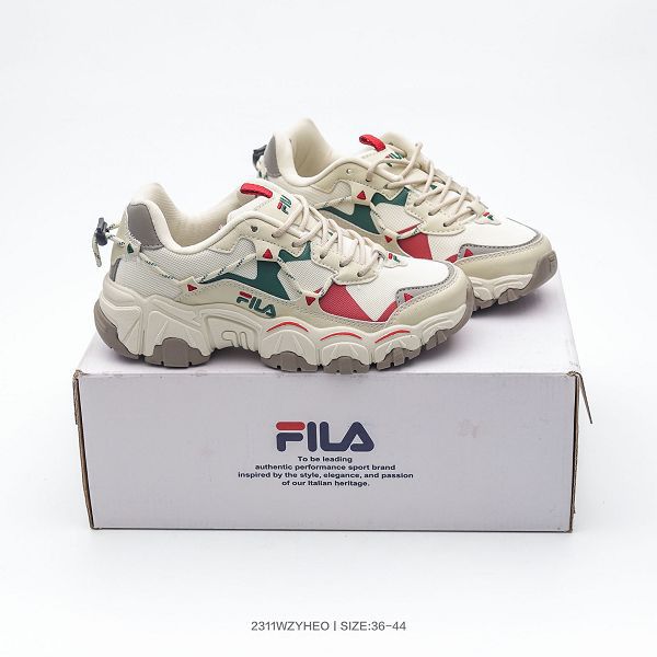 Fila Fusion 斐樂潮牌 男女款綁帶火星復古老爹風增高中性休閒跑鞋