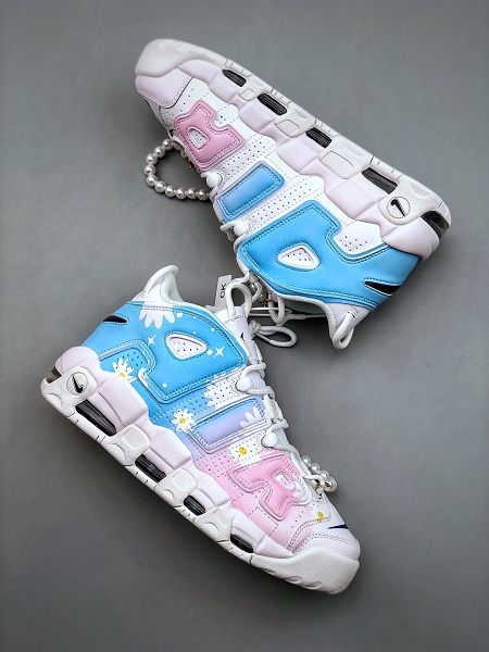 Nike Air More Uptempo 菊花藍粉漸變皮蓬大AIR女款籃球鞋