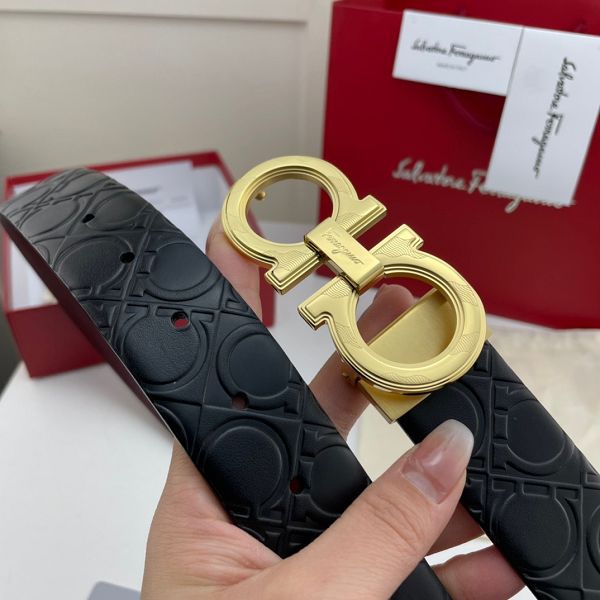 salvatore ferragamo皮帶 菲拉格慕2022新款 HF032707頭層牛皮壓花紋時尚腰帶