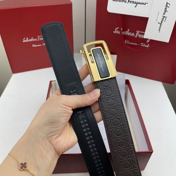 salvatore ferragamo皮帶 菲拉格慕2022新款 HF032706頭層牛皮壓花紋時尚腰帶