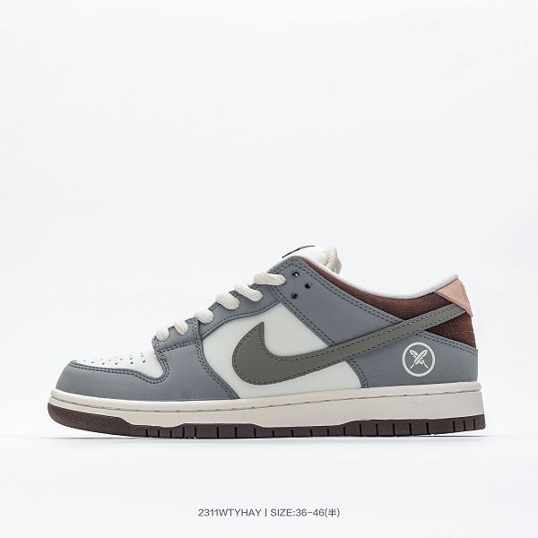 Nike SB Dunk Low Yuto Horigome 聯名 2023全新男女款灰白羽毛灰紅復古低幫休閒運動滑板板鞋