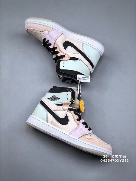 Nike Air Jordan 1 2021新款 喬丹1代高幫女款籃球鞋 帶半碼