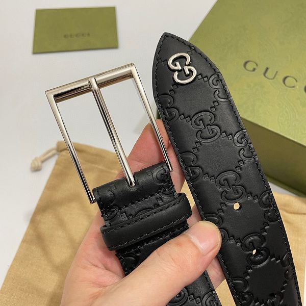 gucci皮帶 古馳2022新款 HF0523-04牛皮壓花紋針扣時尚腰帶