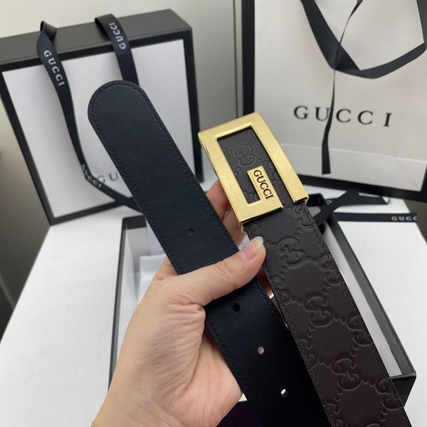 gucci皮帶 古馳2022新款皮帶 HF032911頭層牛皮壓花紋百搭腰帶