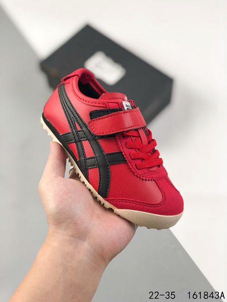 亞瑟士Onitsuka Tiger 系列 鬼冢虎板鞋童鞋 魔術貼款