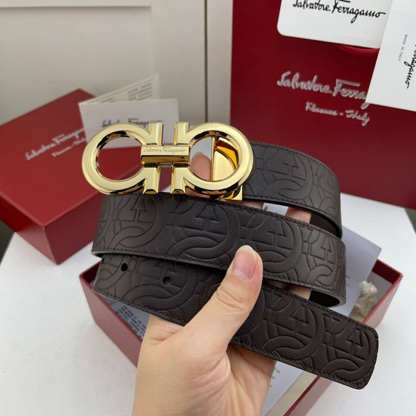 salvatore ferragamo皮帶 菲拉格慕2022新款 HF032903頭層牛皮壓花紋時尚腰帶