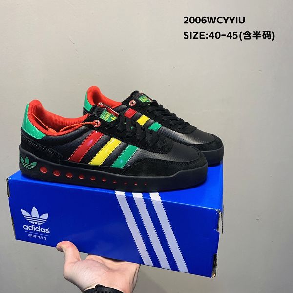 adidas 2020新款 三葉草皮面拼接低幫男生休閒板鞋