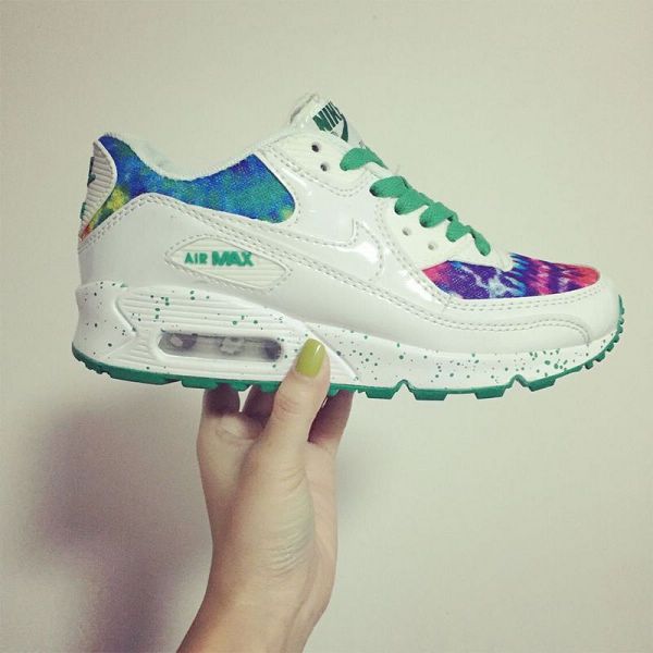airmax90所有配色表,airmax2090所有配色表 nike air max 90 25周年系列 最新配色彩色透气网面墨迹时尚女鞋 白
