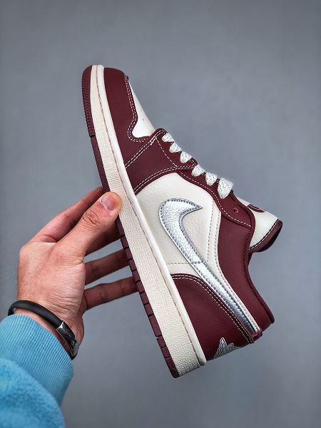 Air Jordan 1 Retro Low x The North Face 2025最新男女款運動鞋 白酒紅小鉤滿天星