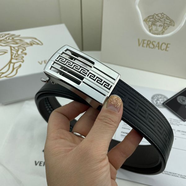 versace皮帶 範思哲2022新款 HF032704頭層牛皮壓花紋時尚腰帶