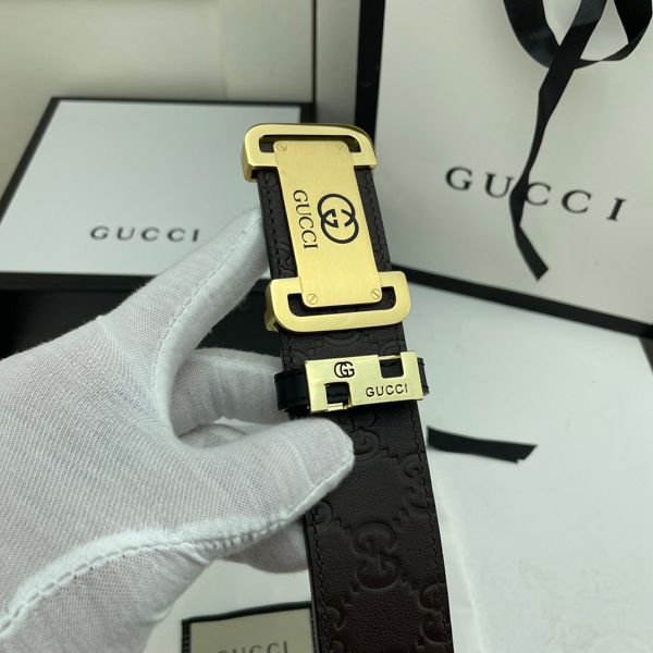 gucci皮帶 古馳2022新款皮帶 HF032914頭層牛皮壓花紋百搭腰帶