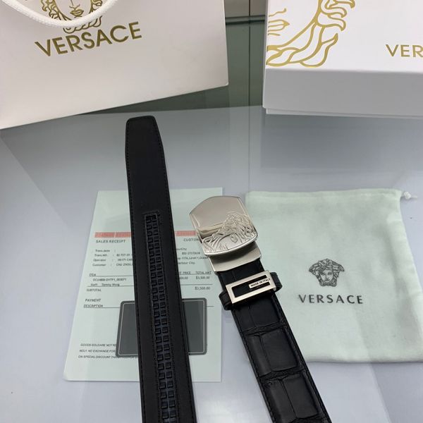 versace範思哲 2020新款皮帶 HF202003牛皮鱷魚紋時尚腰帶